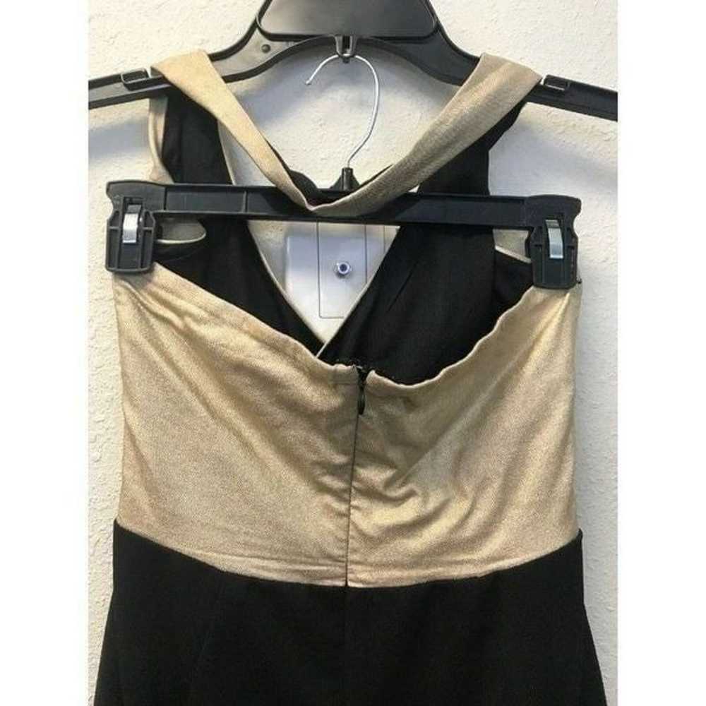 ANGL Womens L Cross Halter Dress Gold Top Black - image 3