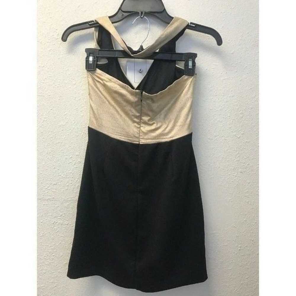 ANGL Womens L Cross Halter Dress Gold Top Black - image 4