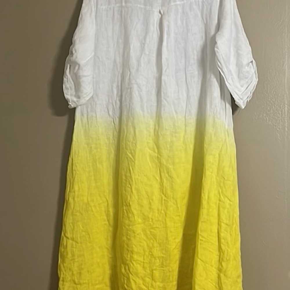 *** Dress Sz 2X Made In Italy 100% Linen Ombre Pr… - image 2