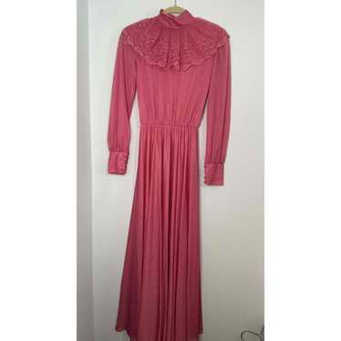 Vintage Union Made 1970’s Pink Satin like Dress w… - image 1