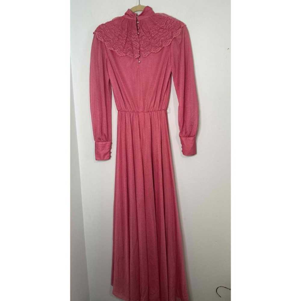 Vintage Union Made 1970’s Pink Satin like Dress w… - image 5