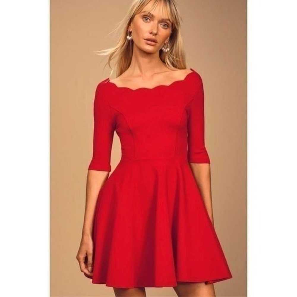 Lulu’s red scalloped skater dress - image 1