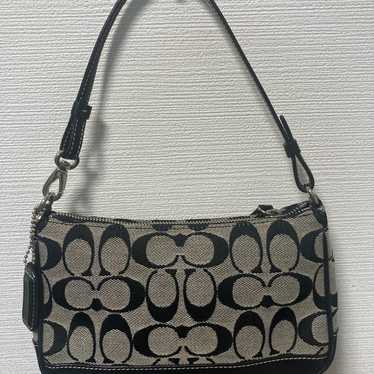 Coach Accessory Pouch Handbag Gray Black Signature - image 1