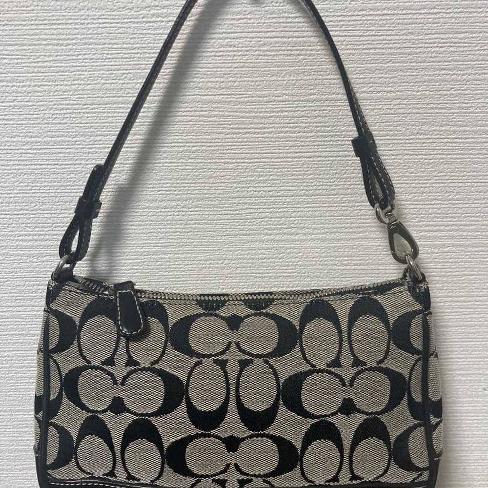 Coach Accessory Pouch Handbag Gray Black Signature - image 2