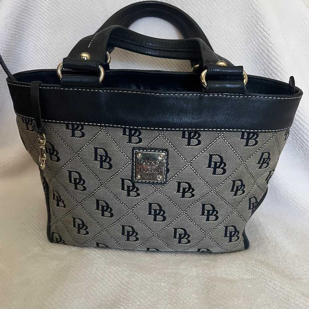 Dooney & Bourke Black n Dk Tan Canvas n Leather T… - image 1