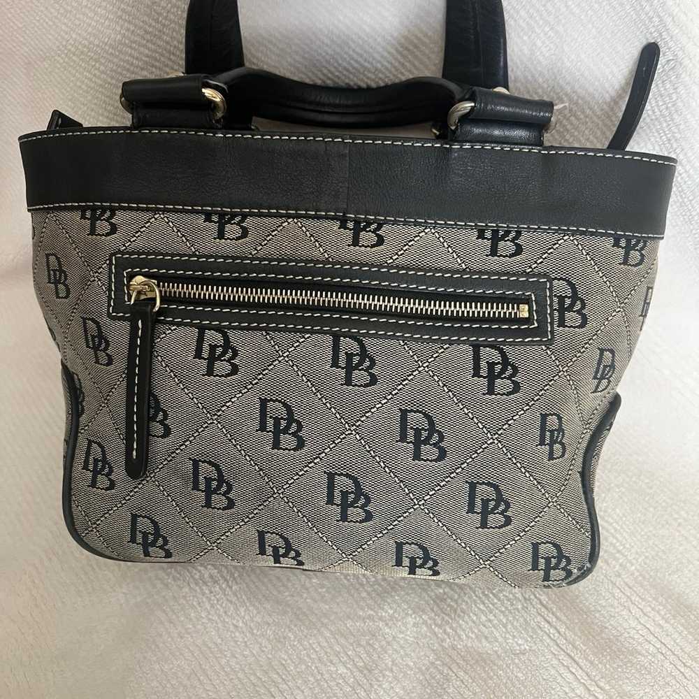 Dooney & Bourke Black n Dk Tan Canvas n Leather T… - image 2