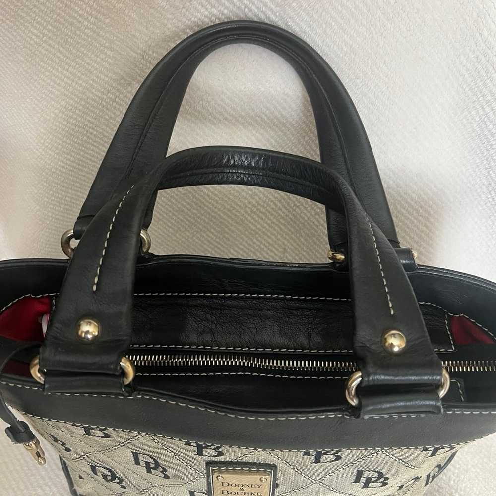 Dooney & Bourke Black n Dk Tan Canvas n Leather T… - image 4