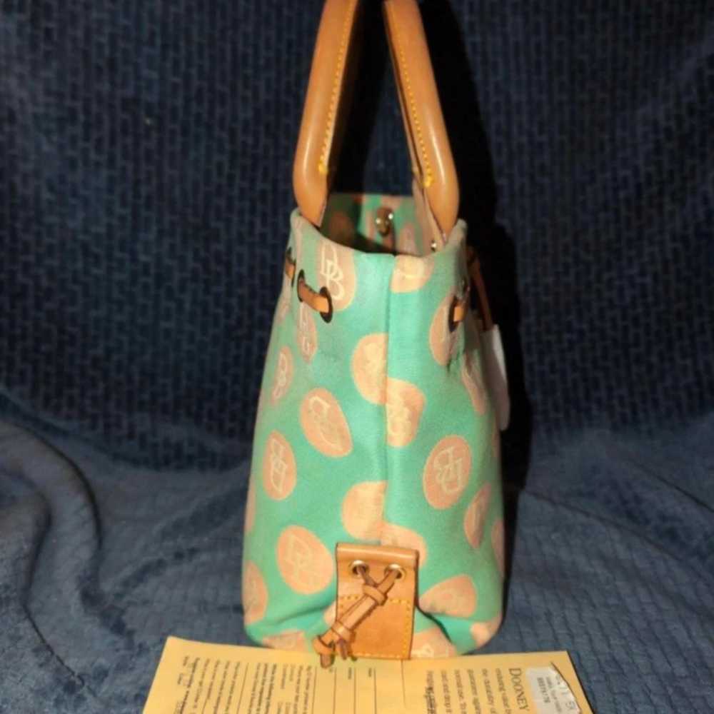 "Dooney & Bourke" Aqua & Peach "Small Tulip Tasse… - image 10