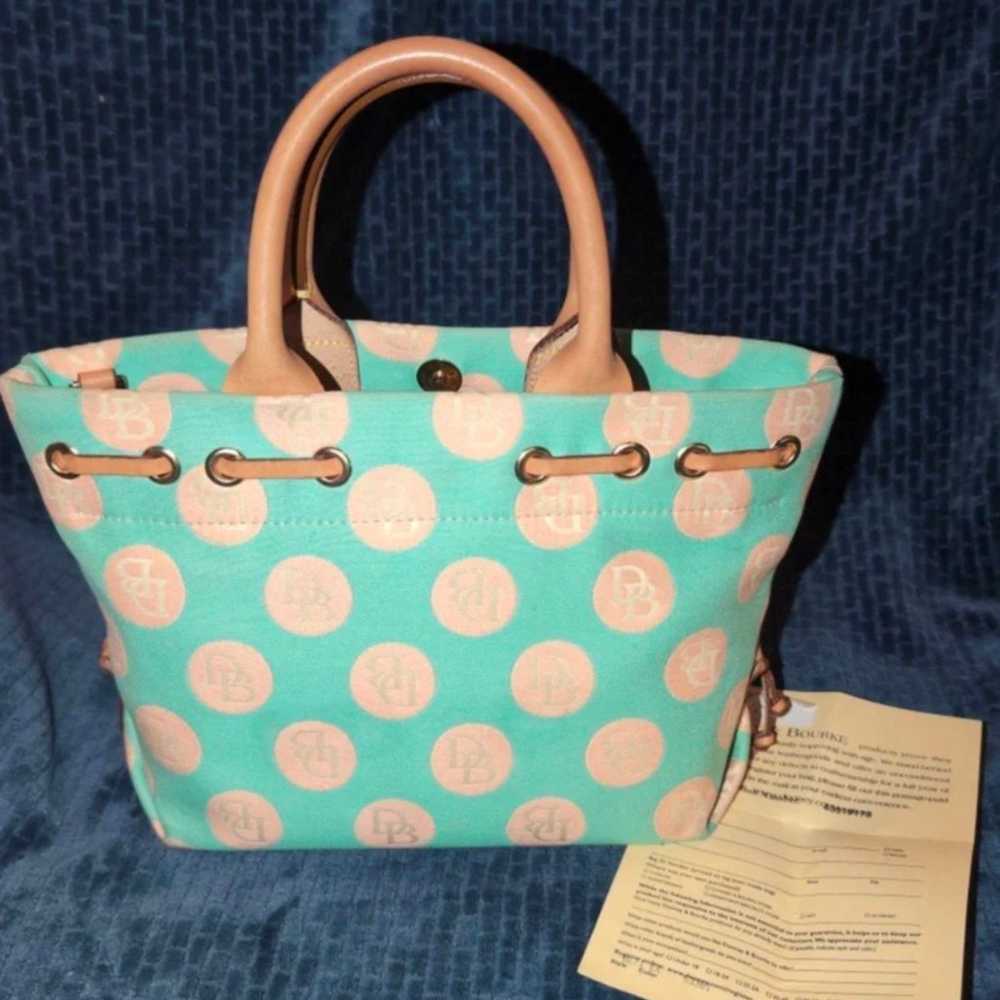 "Dooney & Bourke" Aqua & Peach "Small Tulip Tasse… - image 2