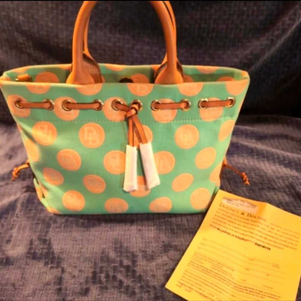 "Dooney & Bourke" Aqua & Peach "Small Tulip Tasse… - image 3