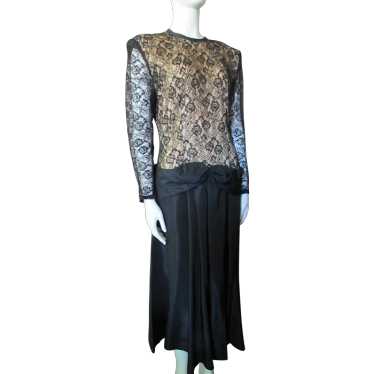 SALE Cocktail Dress Black Lace and Copper and Blac