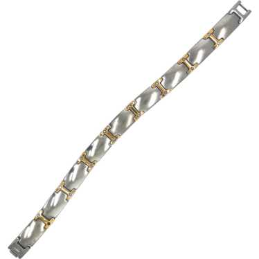 Stainless Steel, 18K Gold & Diamond Link Men's / … - image 1