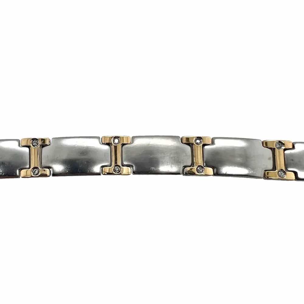 Stainless Steel, 18K Gold & Diamond Link Men's / … - image 2