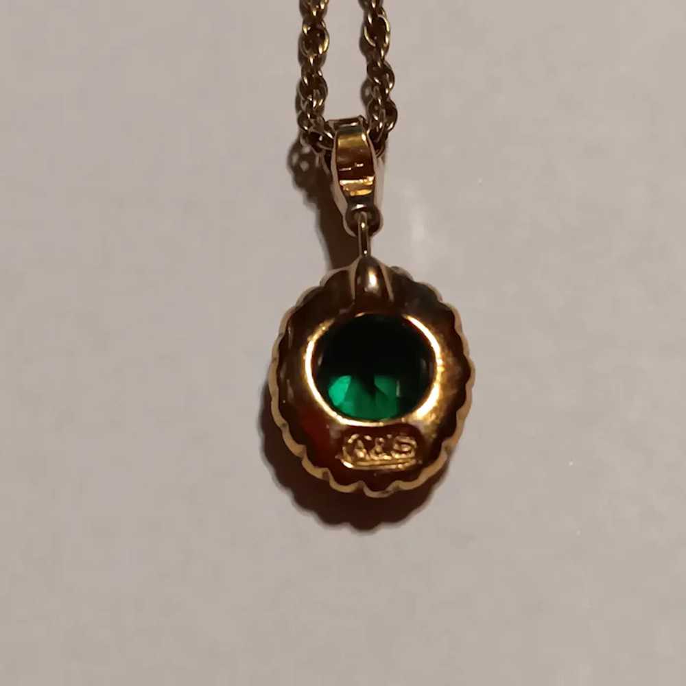 Faux Emerald & Diamond Oval Pendant Necklace by A… - image 5