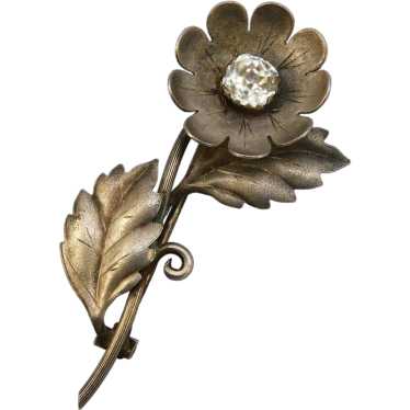 Antique Victorian Old Mine Cut Paste Flower Brooc… - image 1