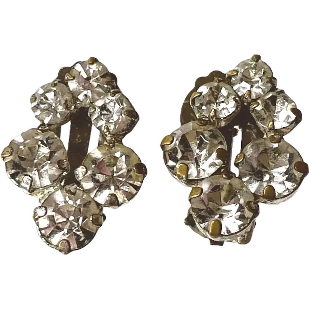 Vintage Austrian Crystal Clip On Earrings Marked … - image 1