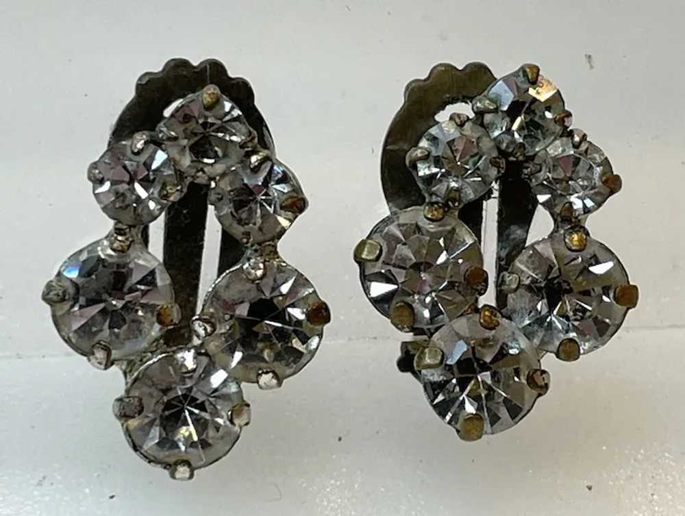 Vintage Austrian Crystal Clip On Earrings Marked … - image 3