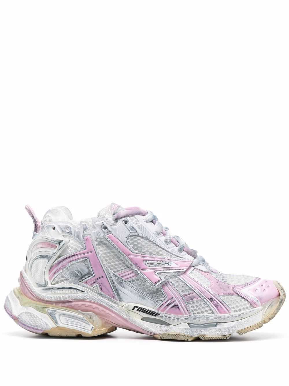 Balenciaga Runner Low-top Sneakers In White/pink - image 1