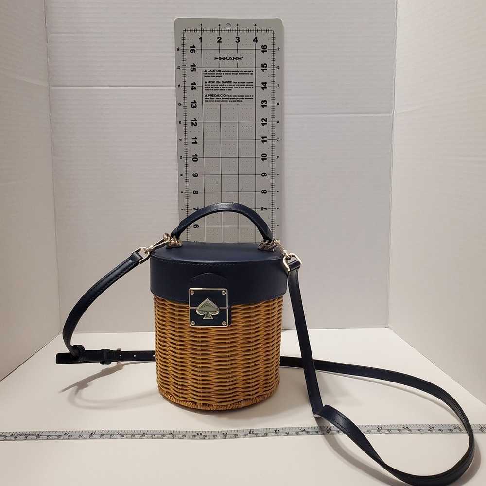 Kate Spade Rattan & Leather Bucket Bag - image 1