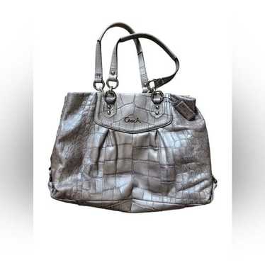 Coach Silver Croc-Embossed Tote Bag - image 1