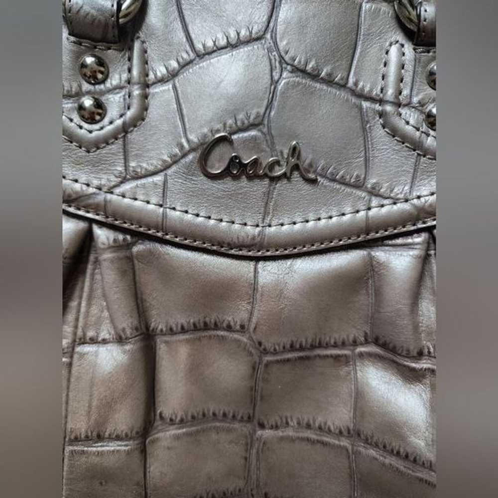 Coach Silver Croc-Embossed Tote Bag - image 2