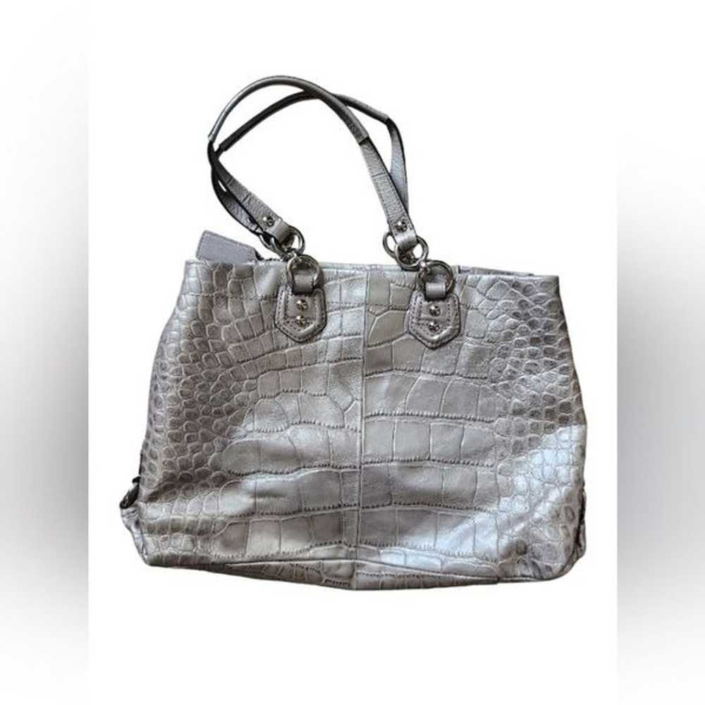 Coach Silver Croc-Embossed Tote Bag - image 3