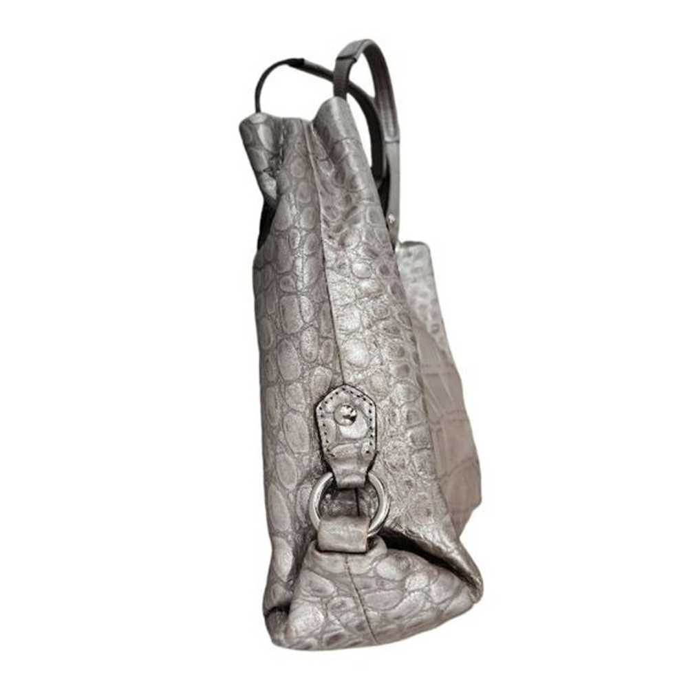 Coach Silver Croc-Embossed Tote Bag - image 4