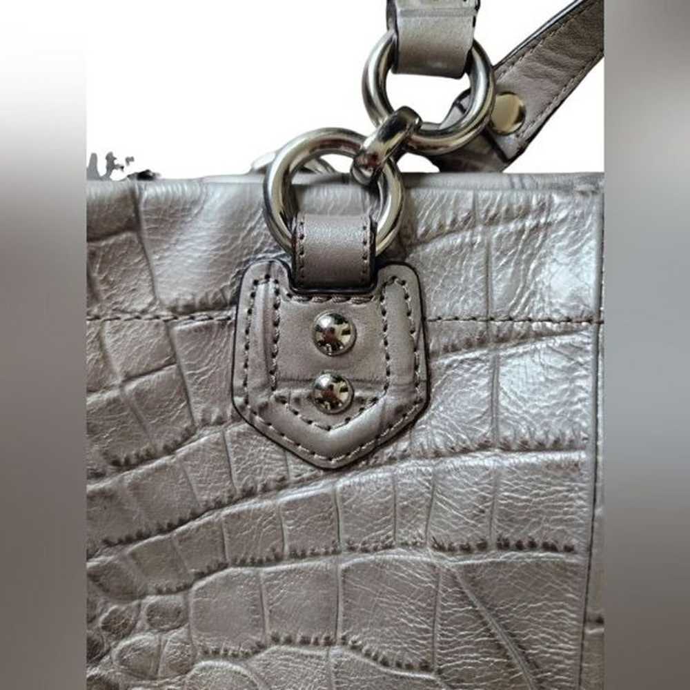 Coach Silver Croc-Embossed Tote Bag - image 5