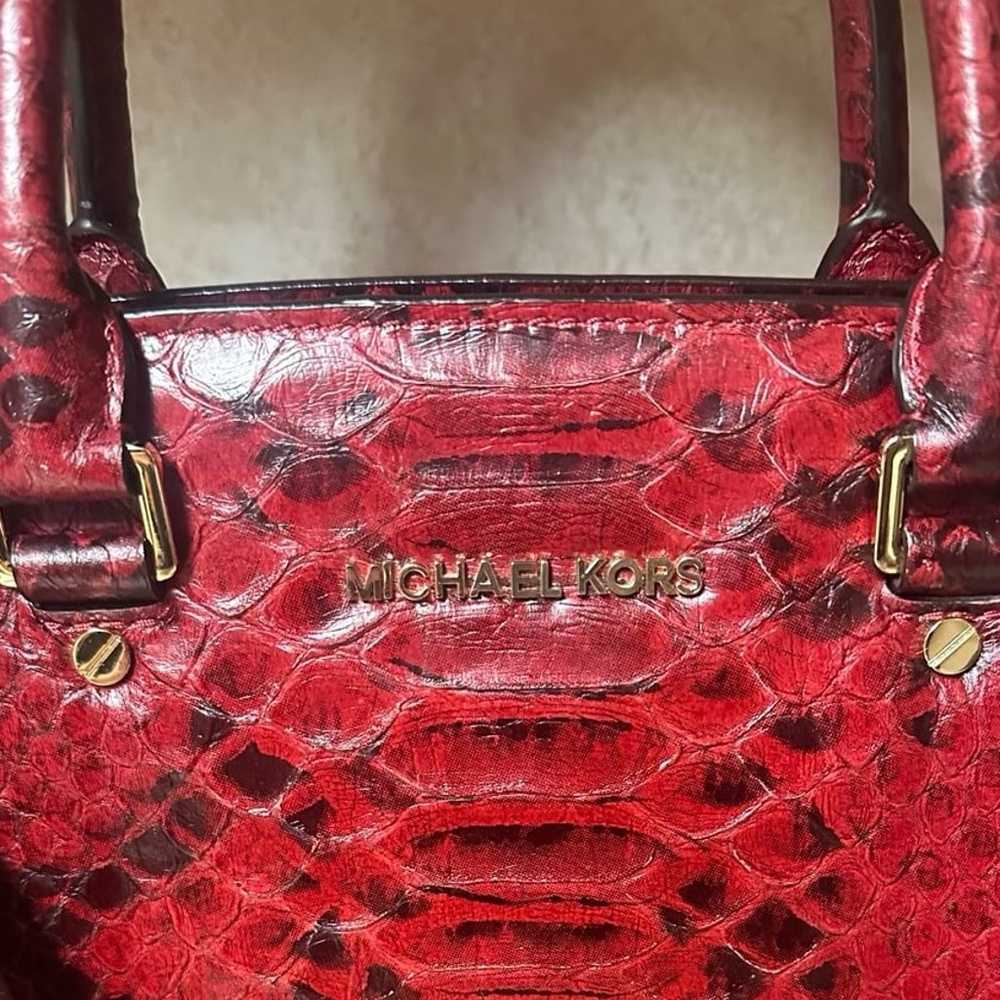 Michael Kors Selma Red & Black Python Embossed Le… - image 3