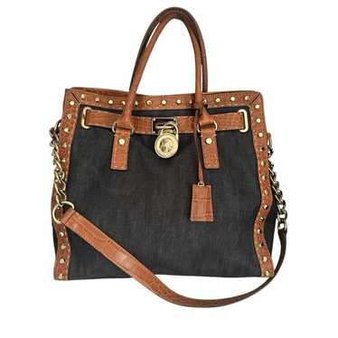 Michael Kors Studded Dark Denim Hamilton Bag