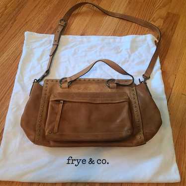 Frye brown leather handbag with studded trim - image 1