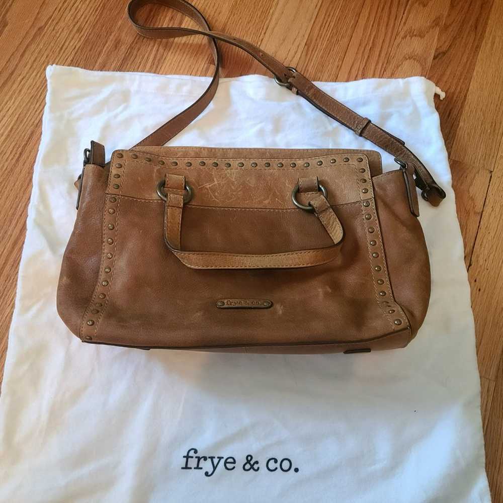 Frye brown leather handbag with studded trim - image 2