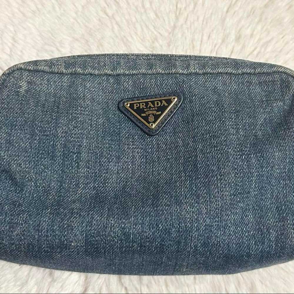 PRADA Denim Pouch Makeup Pouch - image 1