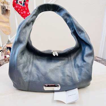 Furla Gray Cervo Hobo Pebble Leather Large Shoulde