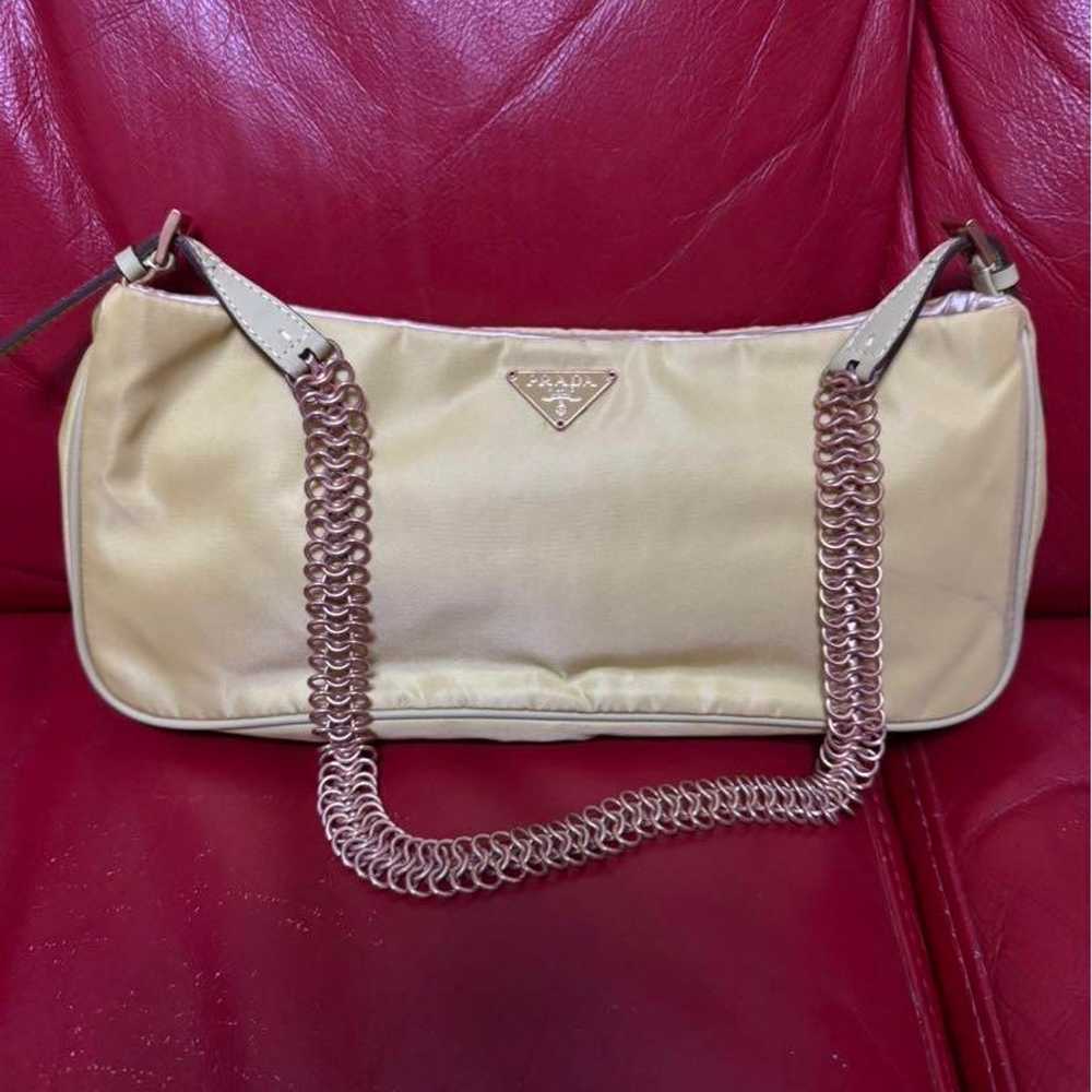 PRADA Triangle Logo Plate Nylon Chain Shoulder Bag - image 2