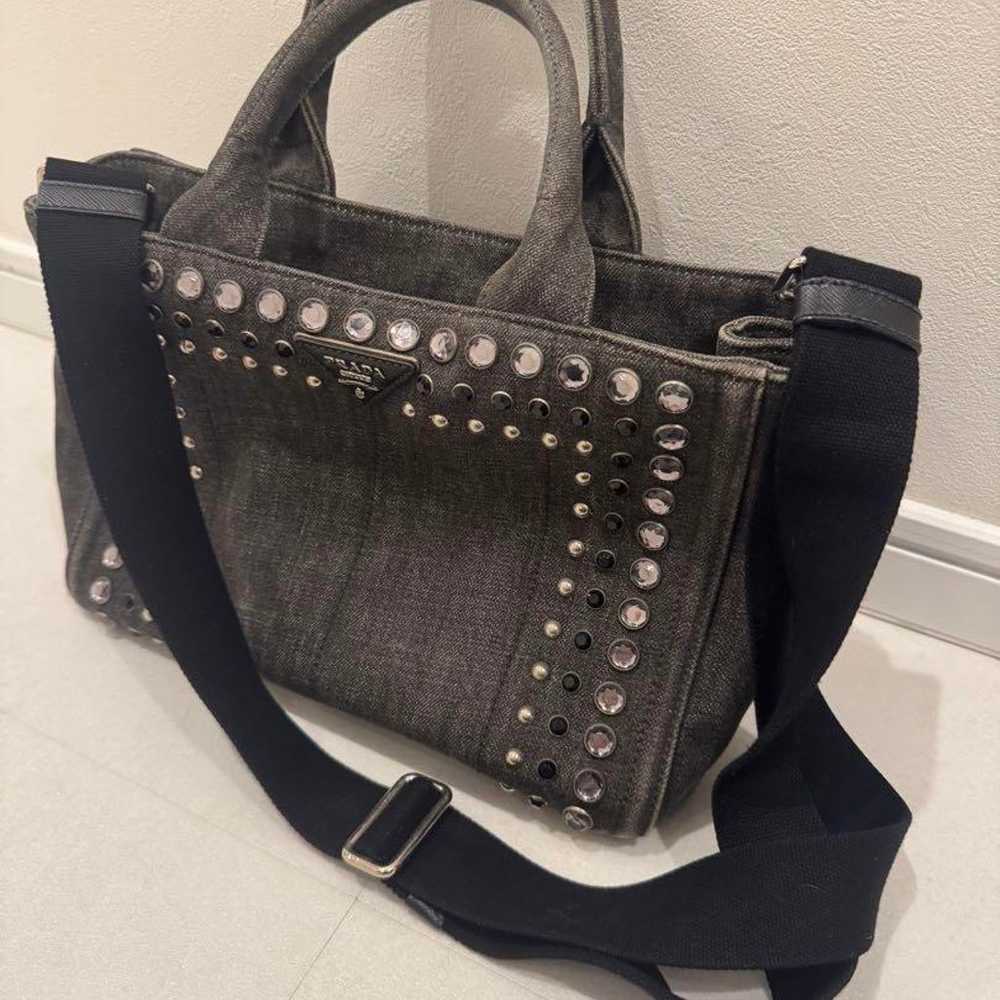 PRADA Dark Gray Denim Bag - image 2