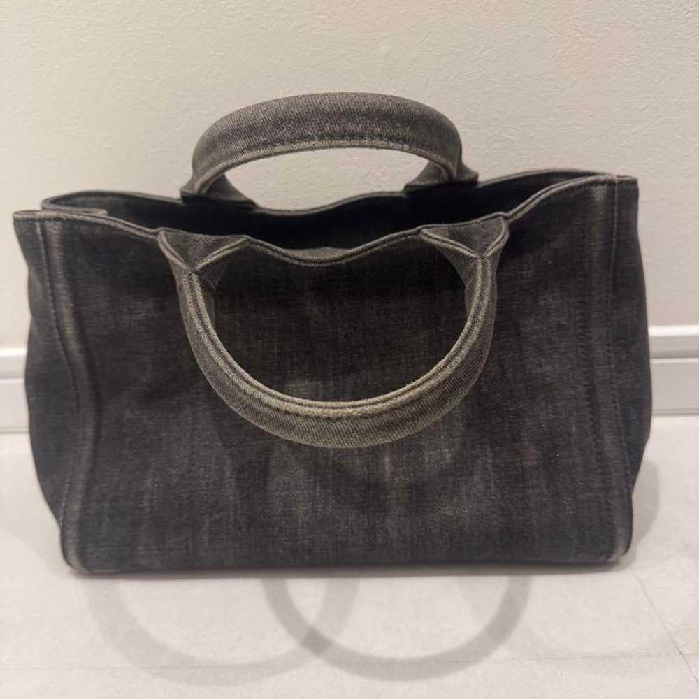 PRADA Dark Gray Denim Bag - image 4