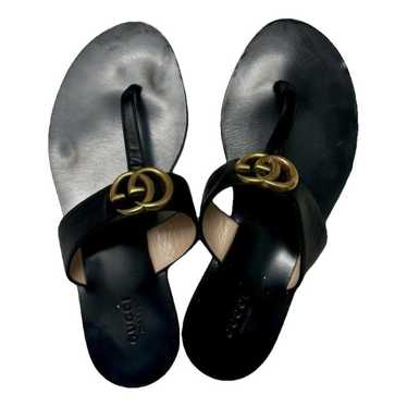 Gucci Double G leather flip flops - image 1