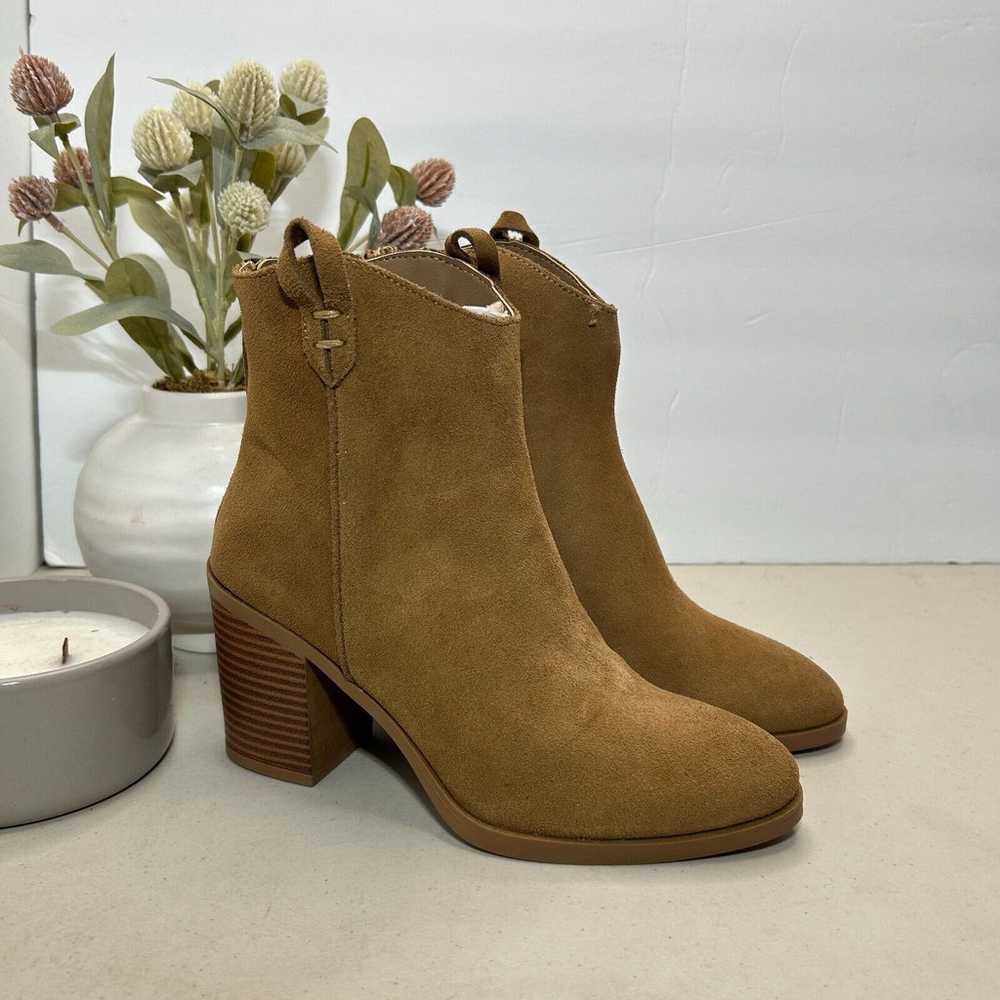 Mia Rhys Heeled Suede Bootie Leather Pull On Brow… - image 1