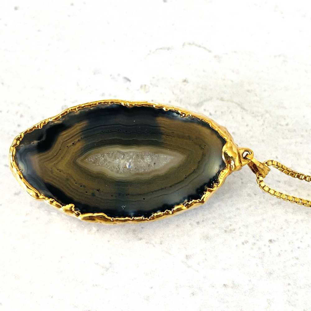 Agate Slice Amethyst Druzy Pendant Necklace - image 7