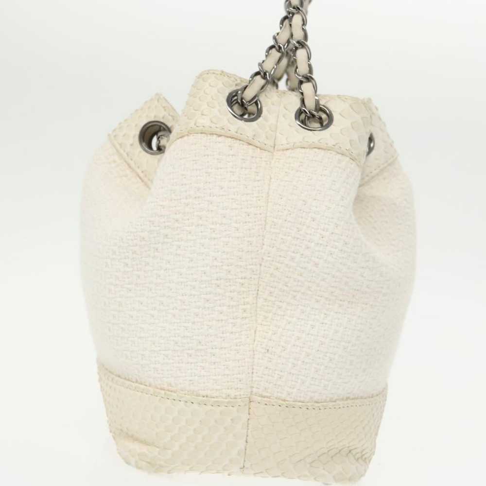 Chanel White Tweed Bucket Bag - image 3