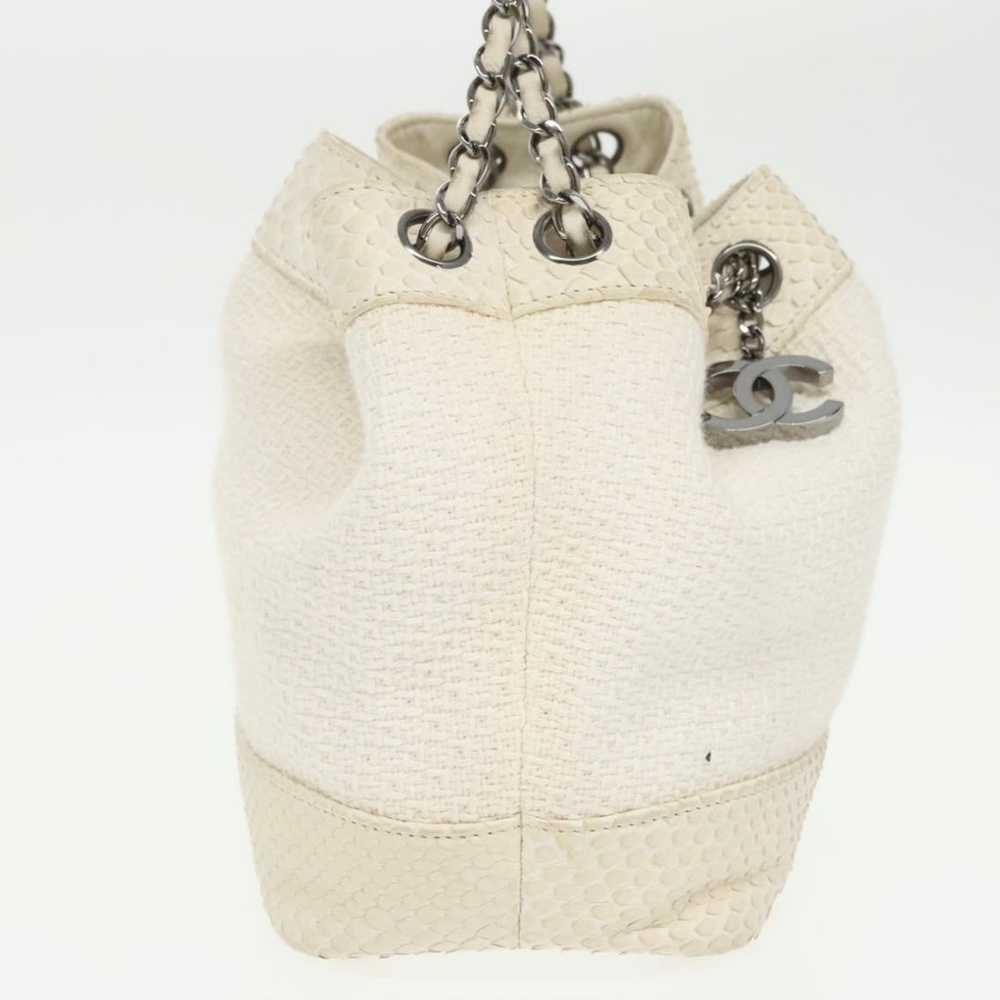 Chanel White Tweed Bucket Bag - image 4