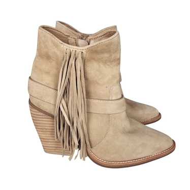 Gianni Bini Omniah Tan Leather Suede Western Frin… - image 1