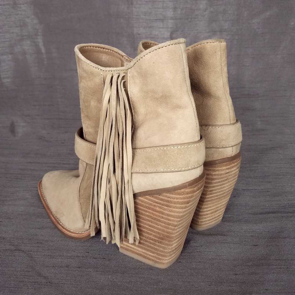 Gianni Bini Omniah Tan Leather Suede Western Frin… - image 3