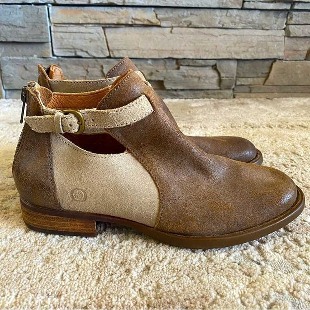 Born Two Tone Brown Leather Suede Ankle Booties C… - image 1