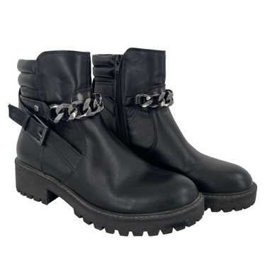 GBG Los Angeles Silea Chain Chunky Heel Moto Boot… - image 1