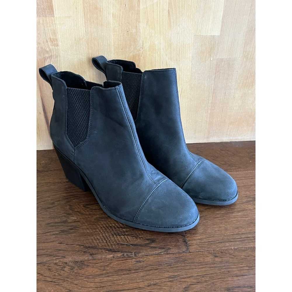 Toms Everly Black Nubuck Heeled Boot size 9.5 - image 2