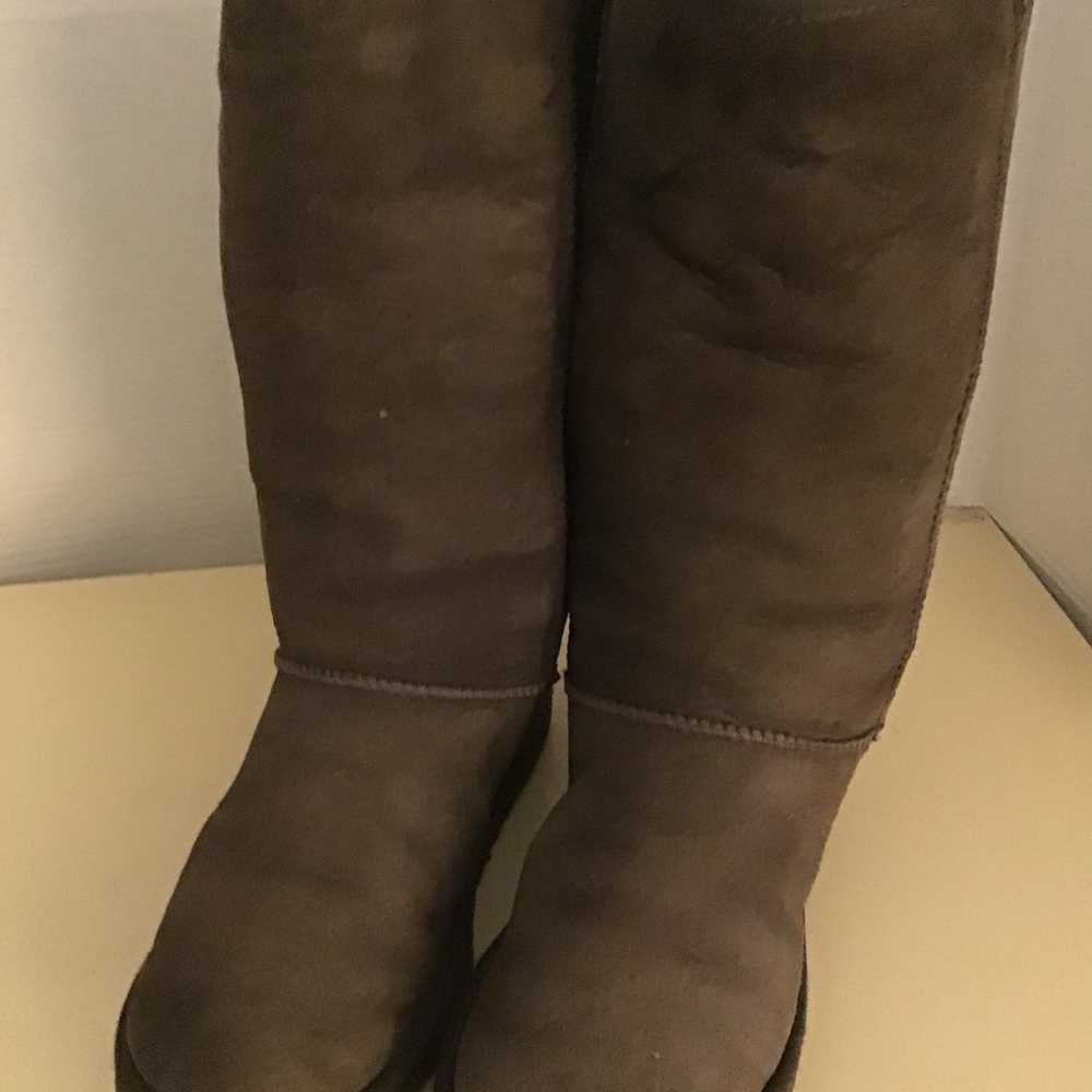 Ugg women brown suede tall classic boots Size 8 - image 2