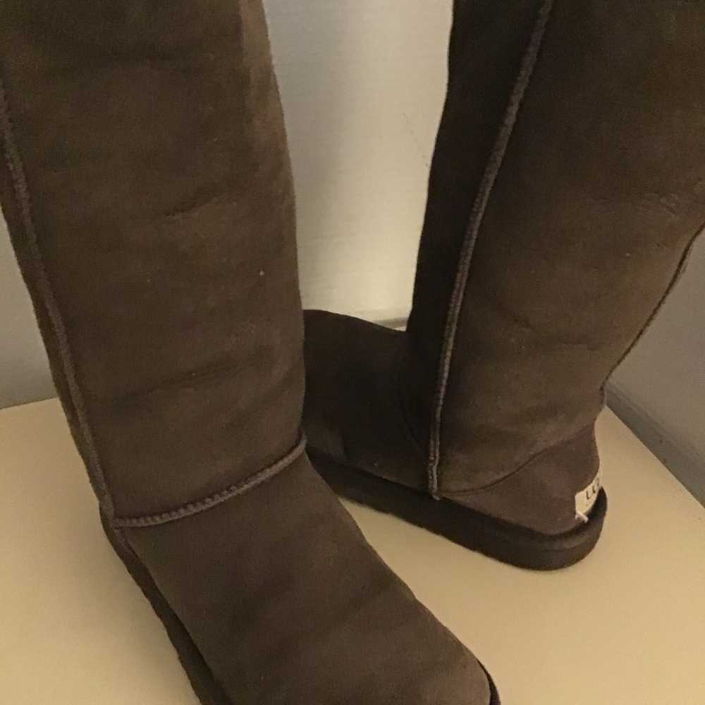 Ugg women brown suede tall classic boots Size 8 - image 4