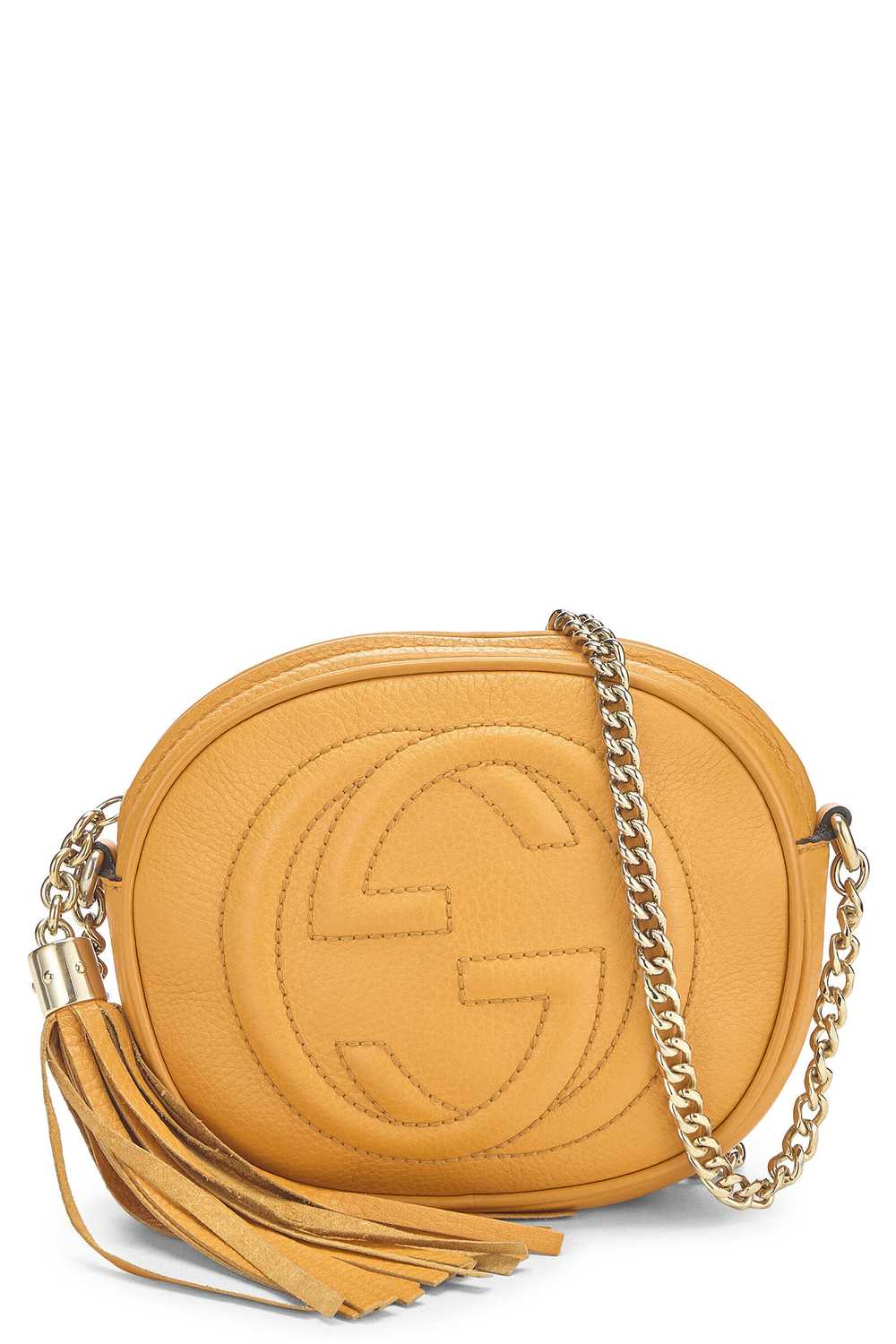 Orange Leather Soho Round Chain Crossbody Mini Se… - image 1